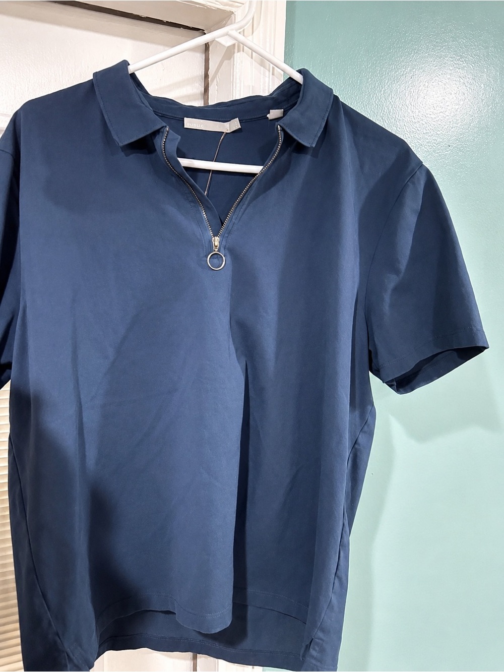 Vince  Navy Zip-Front Polo Shirt